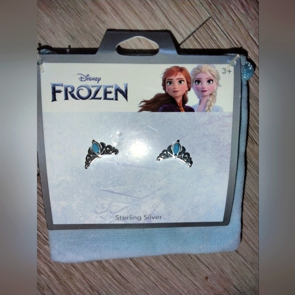 Disney Other - Disney Frozen Sterling Silver Crown Earrings